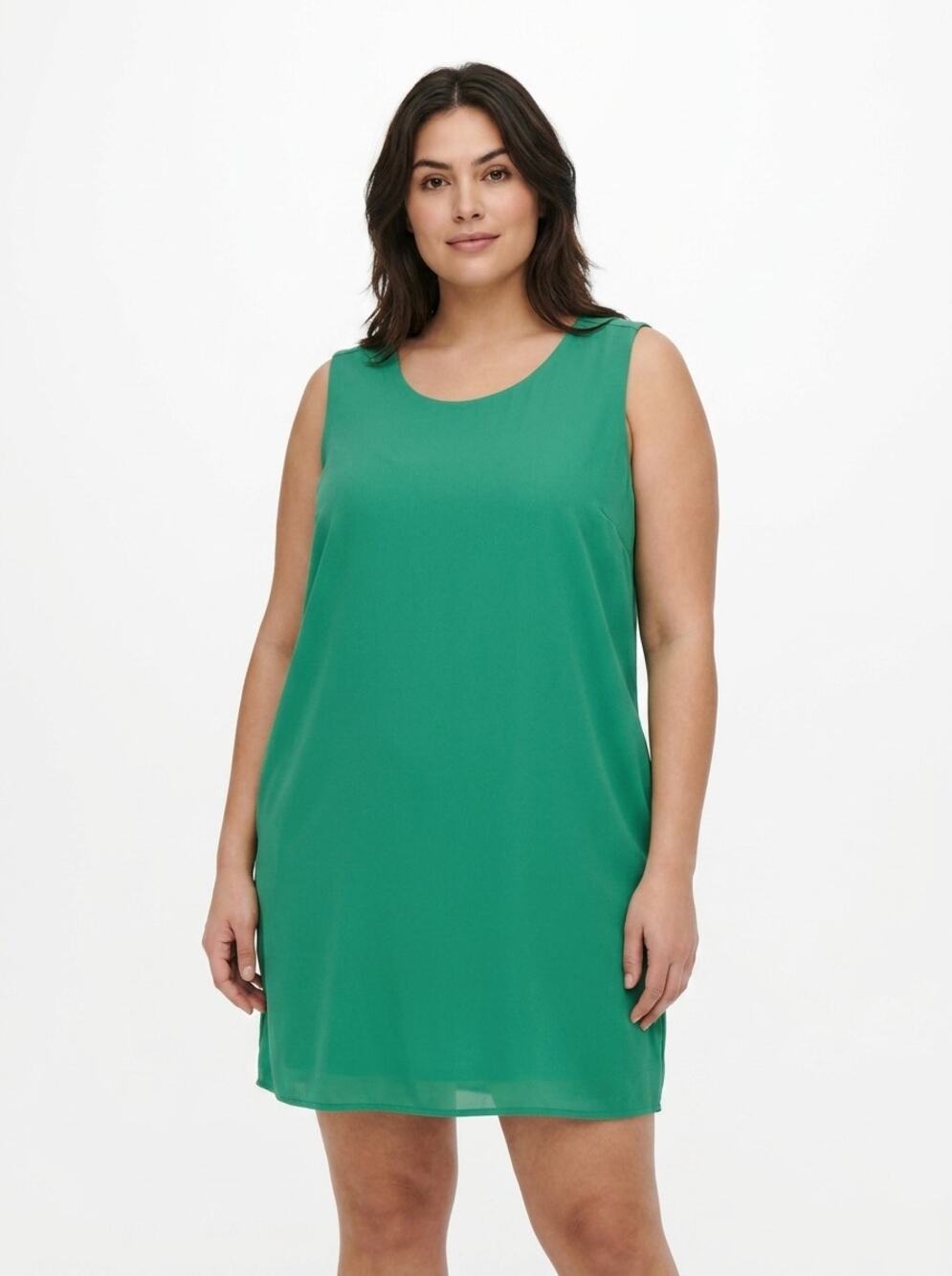 NWT Ichi Balli-Dr Green Scoop Neck Mini Chiffon Lined Dress Women Size XL